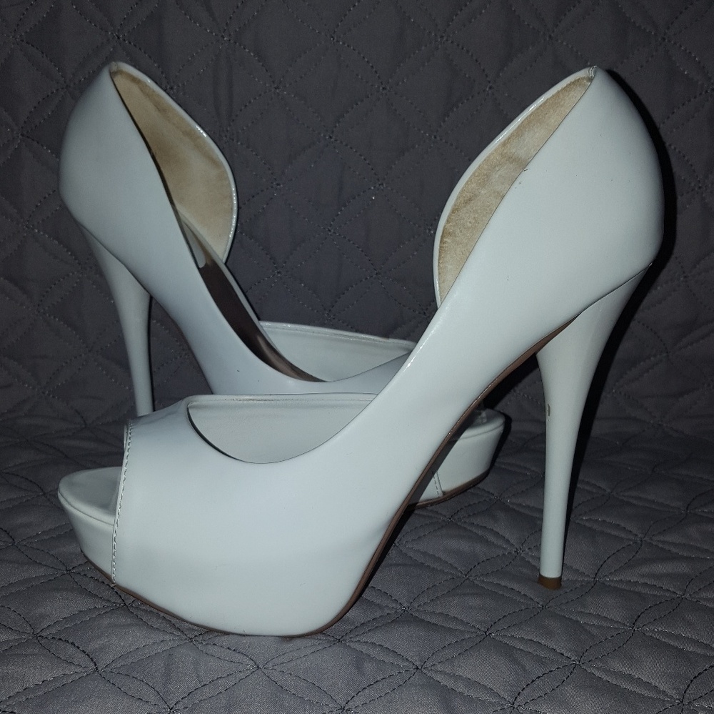 Platform peep toe heels